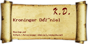 Kroninger Dániel névjegykártya
